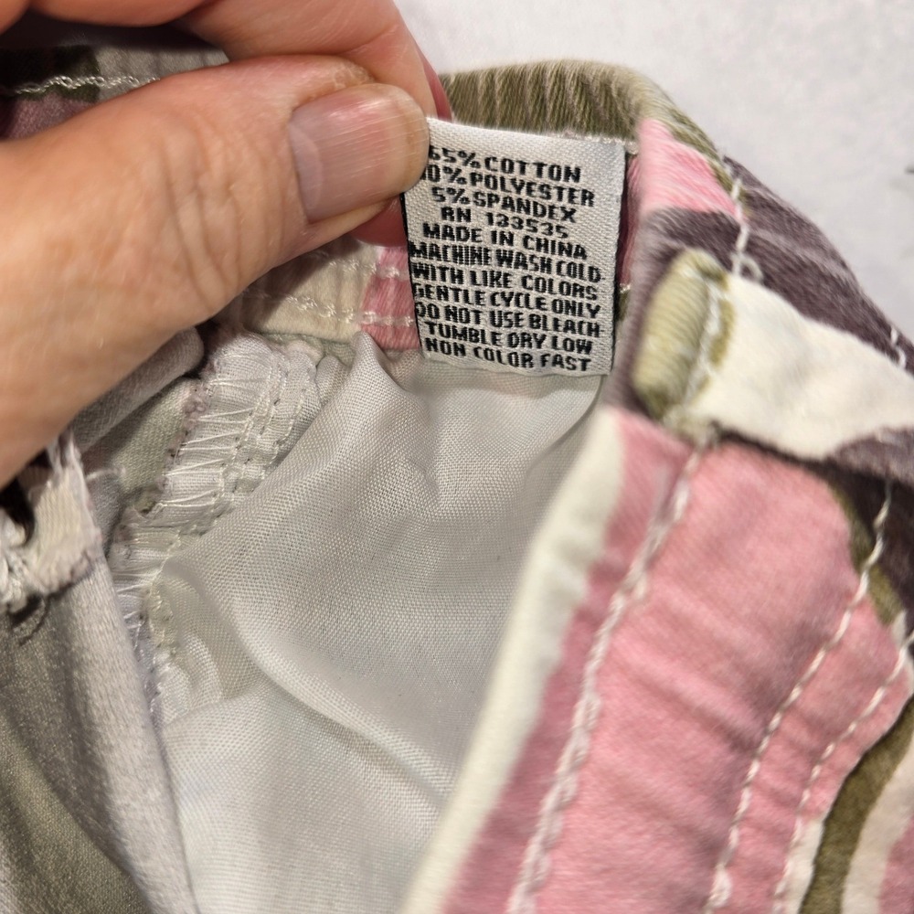 Kreamy Pink Olive Camo Jogger Pants Womens XL Elastic Waist Drawstring Utility - Picture 9 of 10